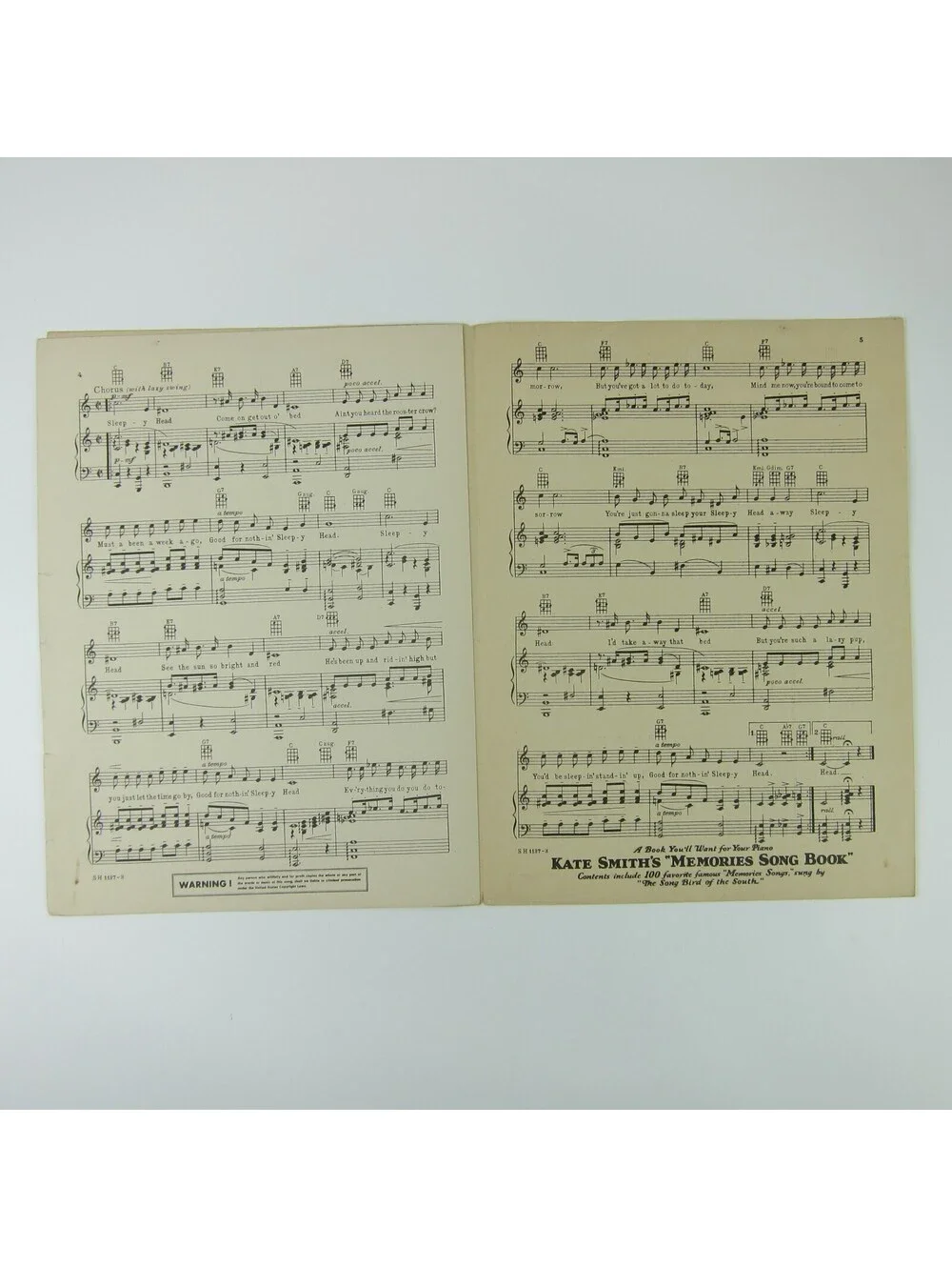 Sheet Music Sleepy Head Operator 13 Marion Davies Gary Cooper Vintage 1934